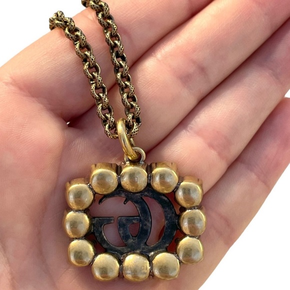 Gucci Marmont Logo GG Crystal Pendent Necklace - Picture 8 of 8